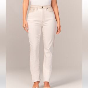 Abercrombie and Fitch Cream and Leather 90s Straight Leg Pants size 23 000